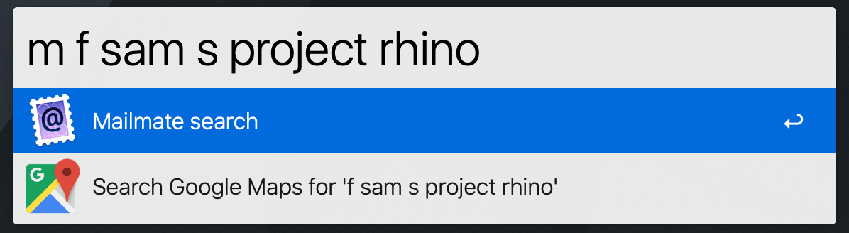 Example of mailmate search in Alfred