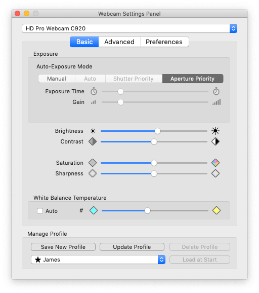 mac adjust webcam settings