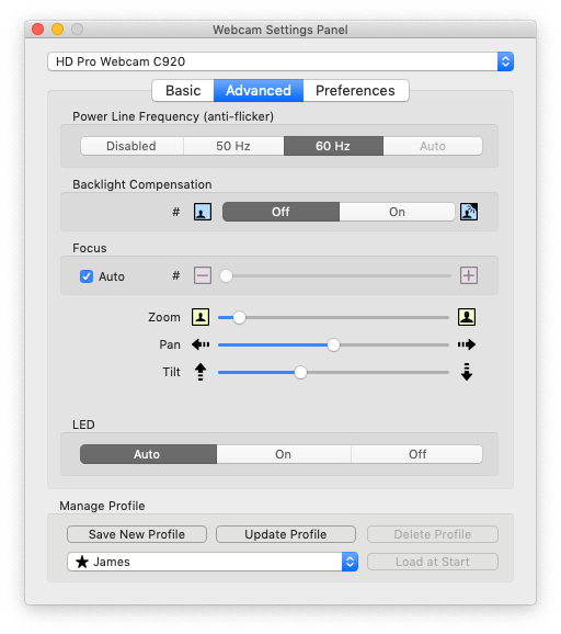 Webcam Settings Panel 2